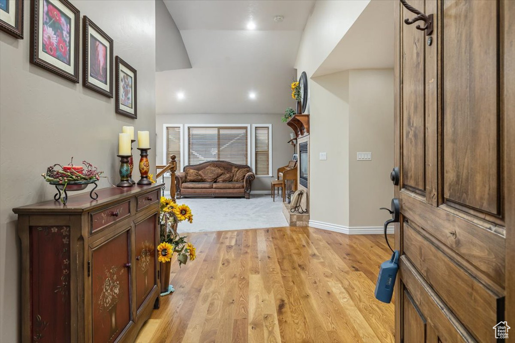 View of carpeted foyer entrance