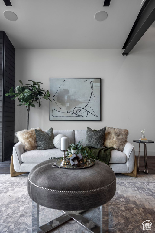 Living room featuring wood finished floors and baseboards