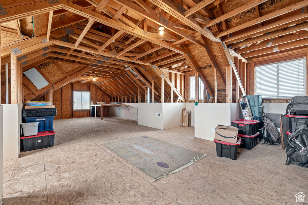 Unfinished attic with plenty of natural light