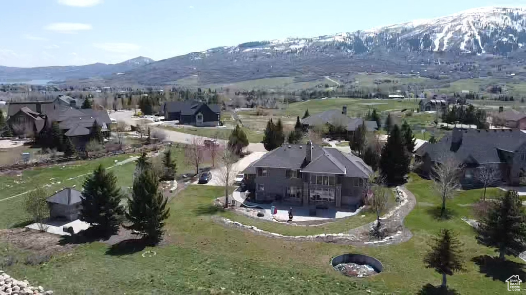 Drone / aerial view with a mountain view