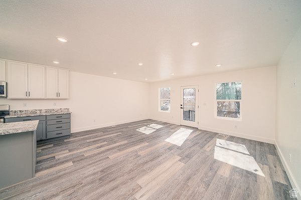Kitchen featuring a wealth of natural light and hardwood / wood-style flooring