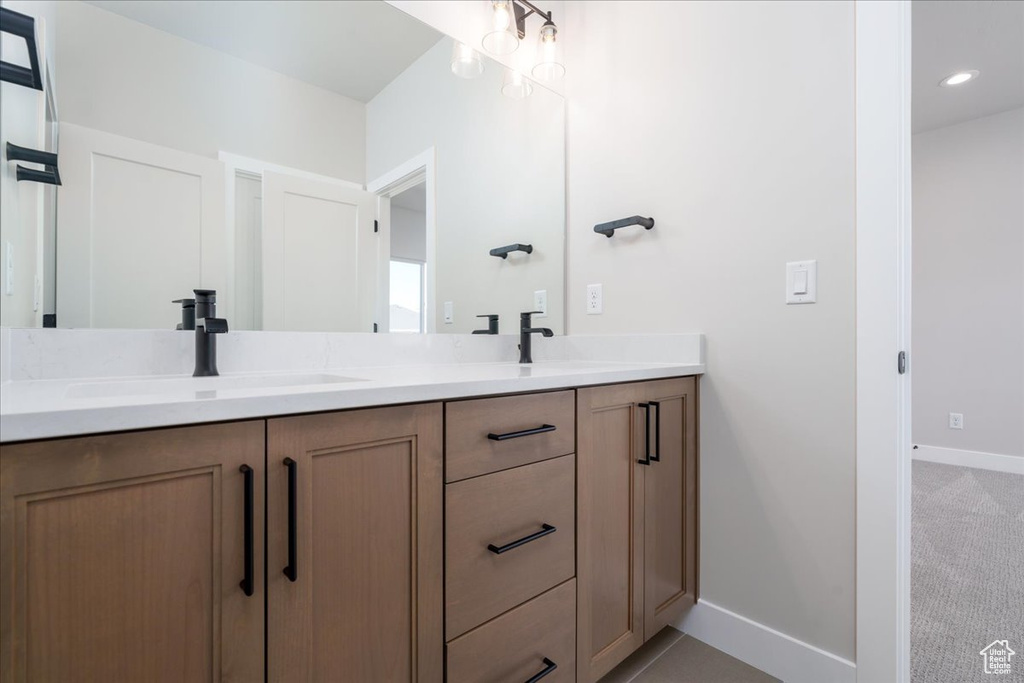 Bathroom with double sink and large vanity