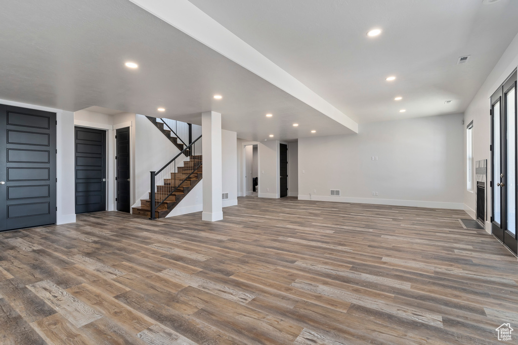 Interior space with hardwood / wood-style flooring