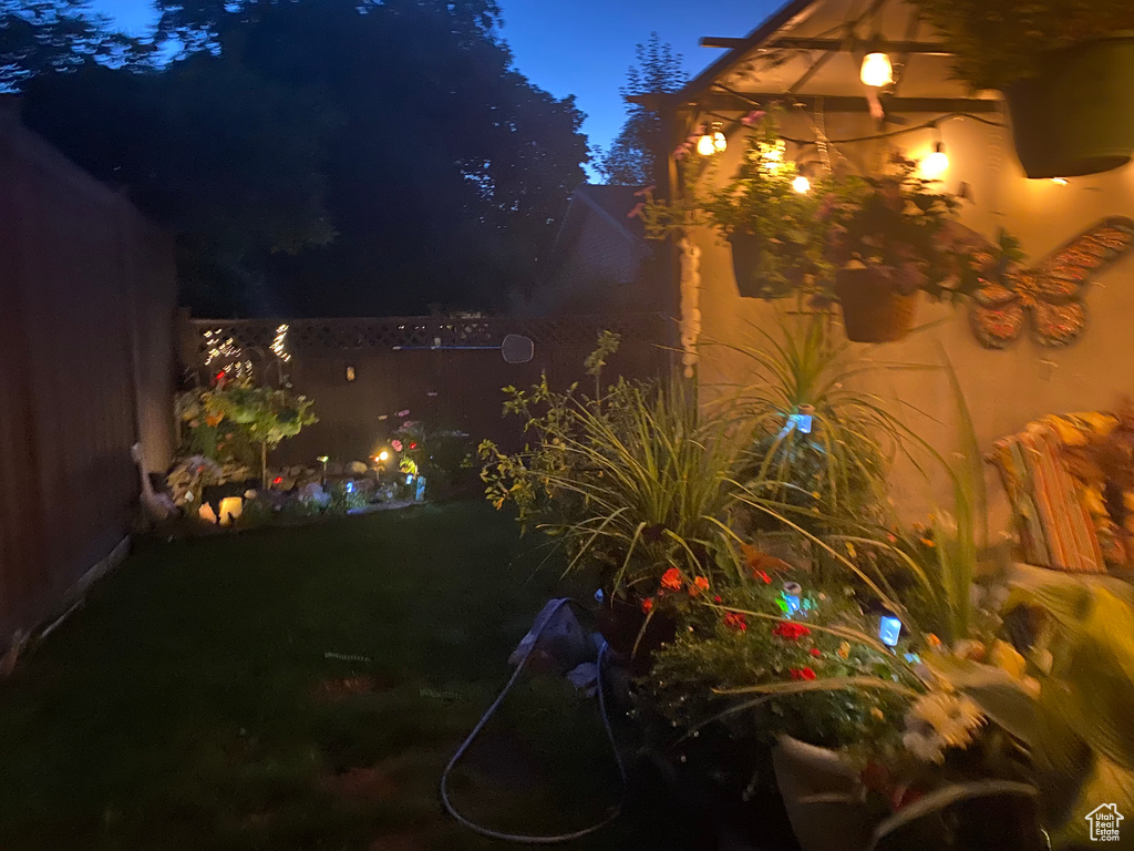 View of yard at twilight
