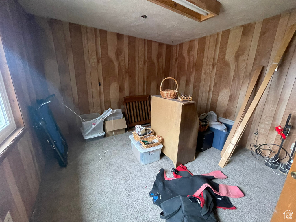 Misc room with wooden walls