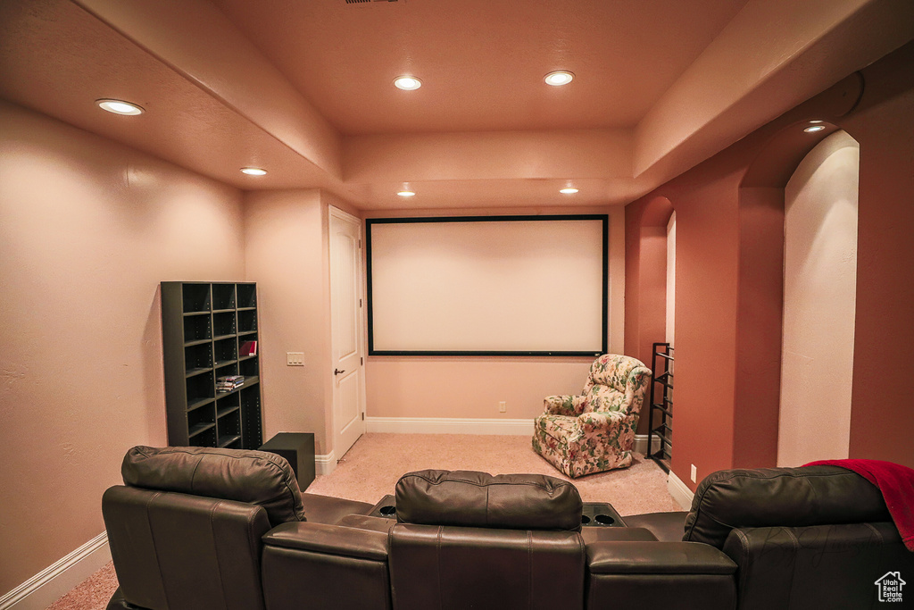 View of carpeted cinema room