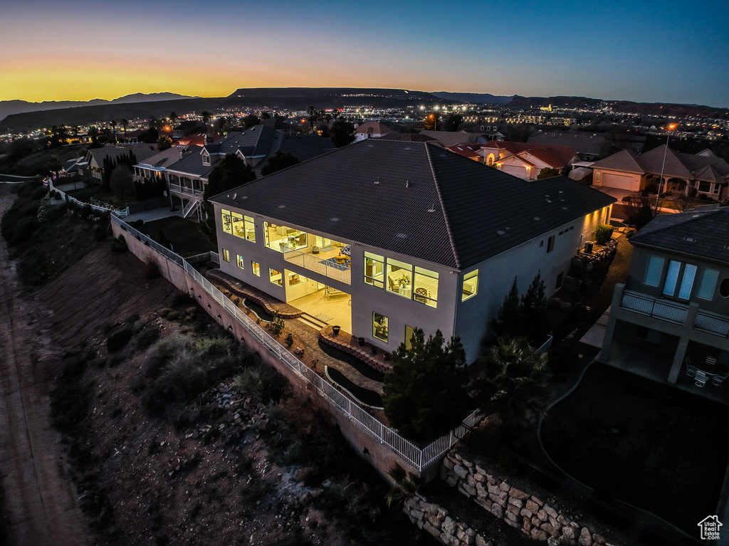 View of aerial view at dusk