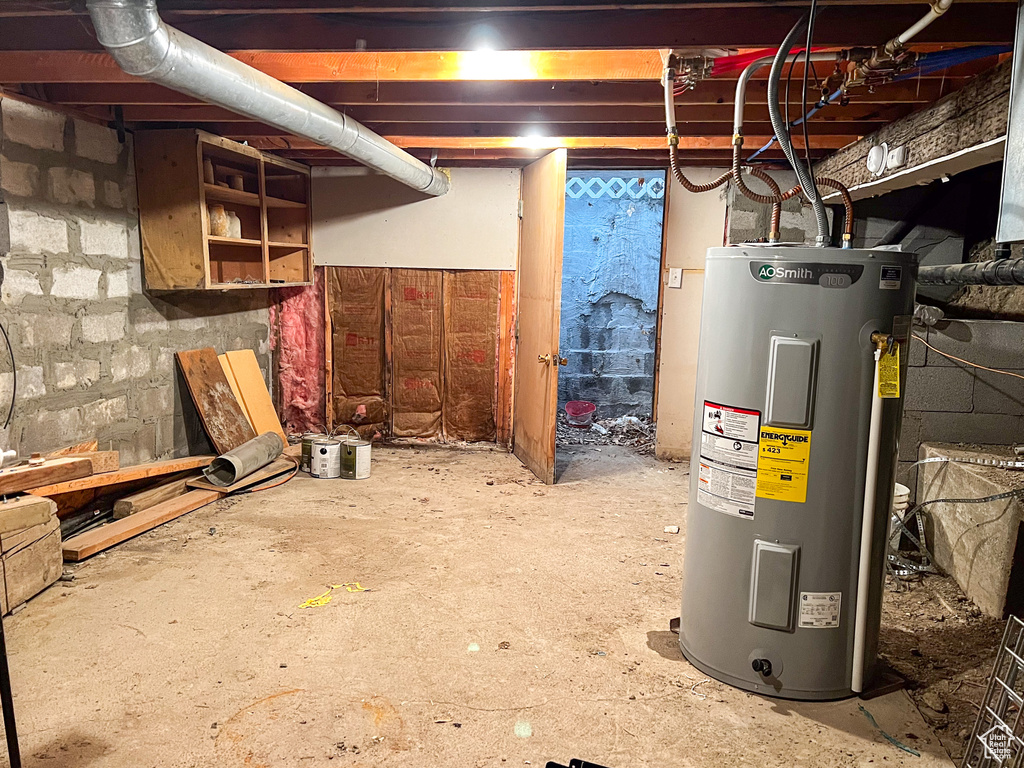 Basement with electric water heater