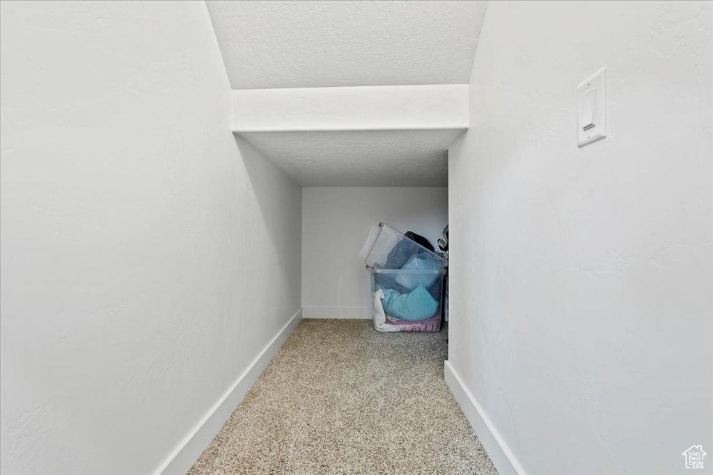 Interior space featuring light colored carpet