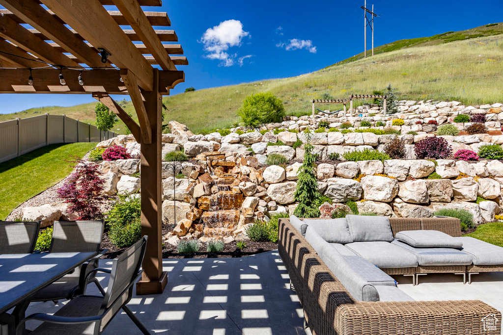 View of patio / terrace with a pergola