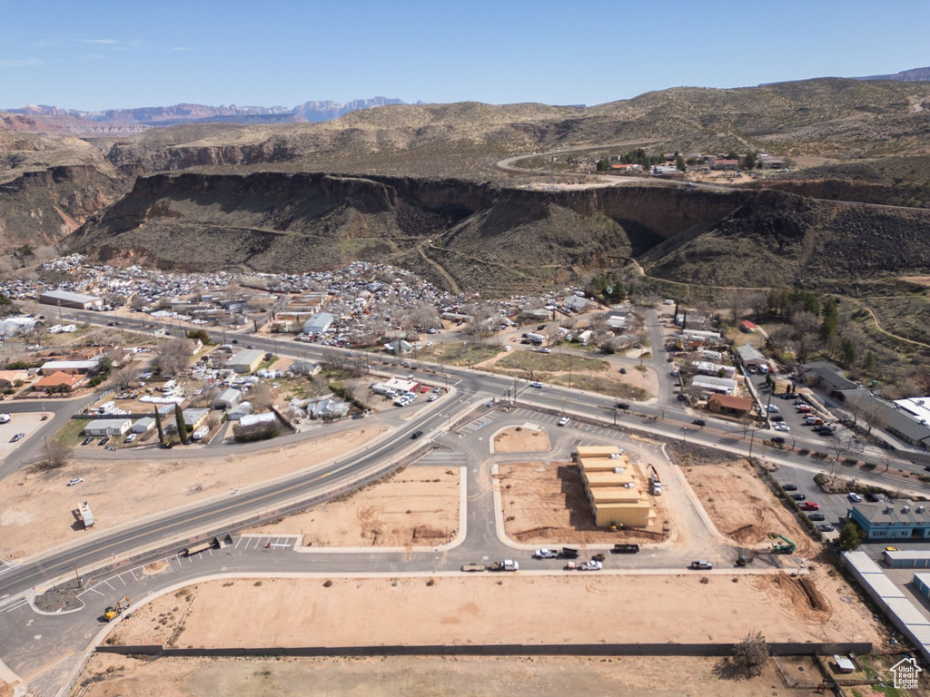 Aerial view featuring a mountain view