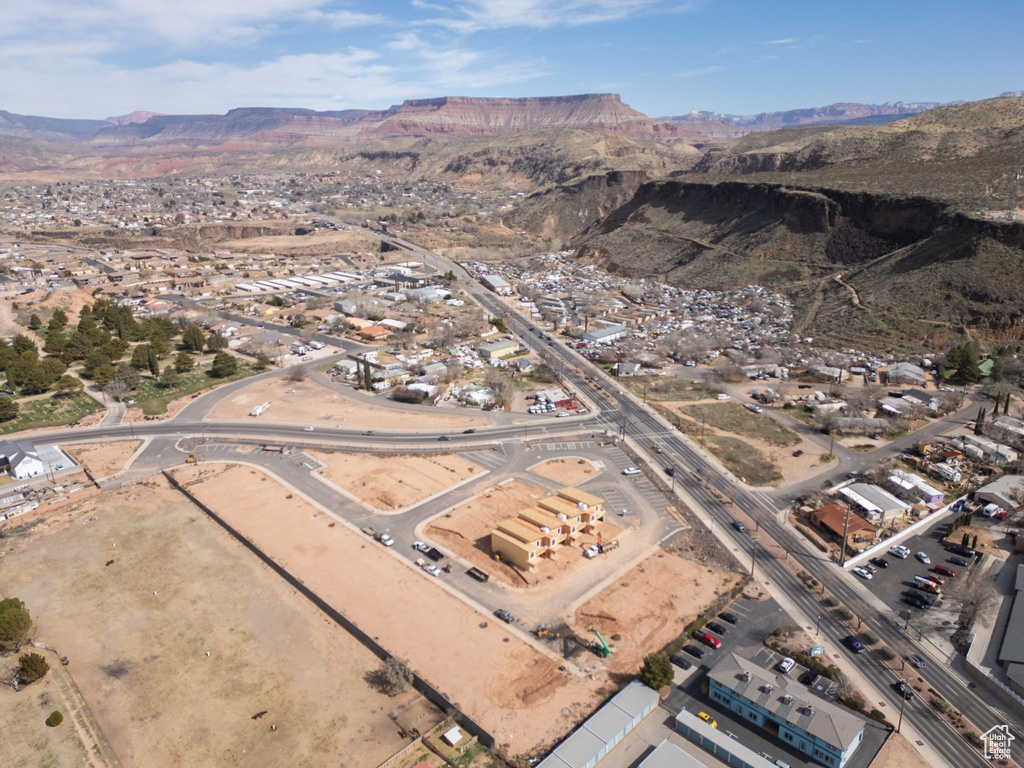 Drone / aerial view featuring a mountain view