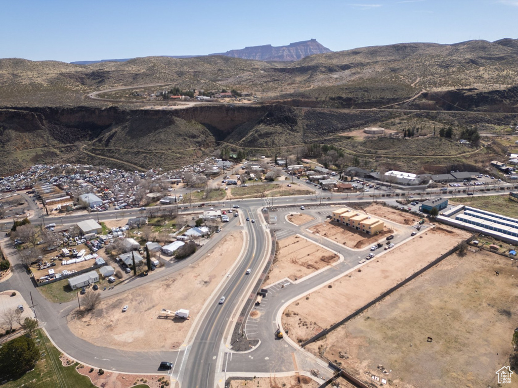 Aerial view featuring a mountain view