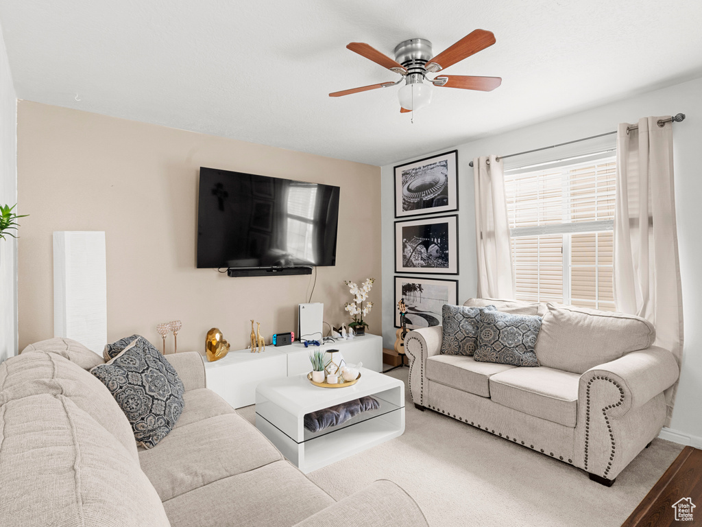 Living room with ceiling fan