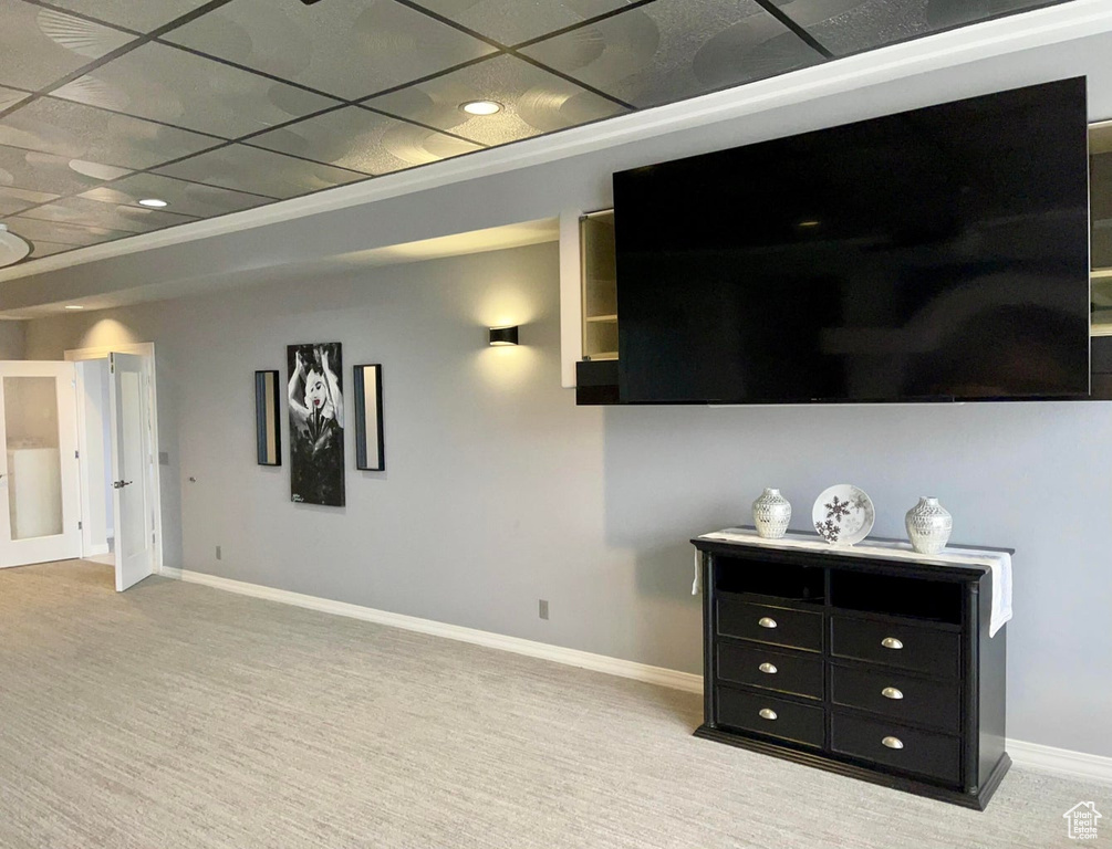 Interior space featuring a paneled ceiling