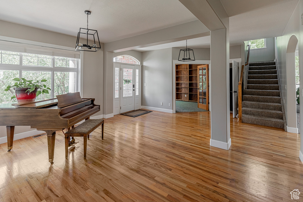 Miscellaneous room featuring light hardwood / wood-style floors and a healthy amount of sunlight
