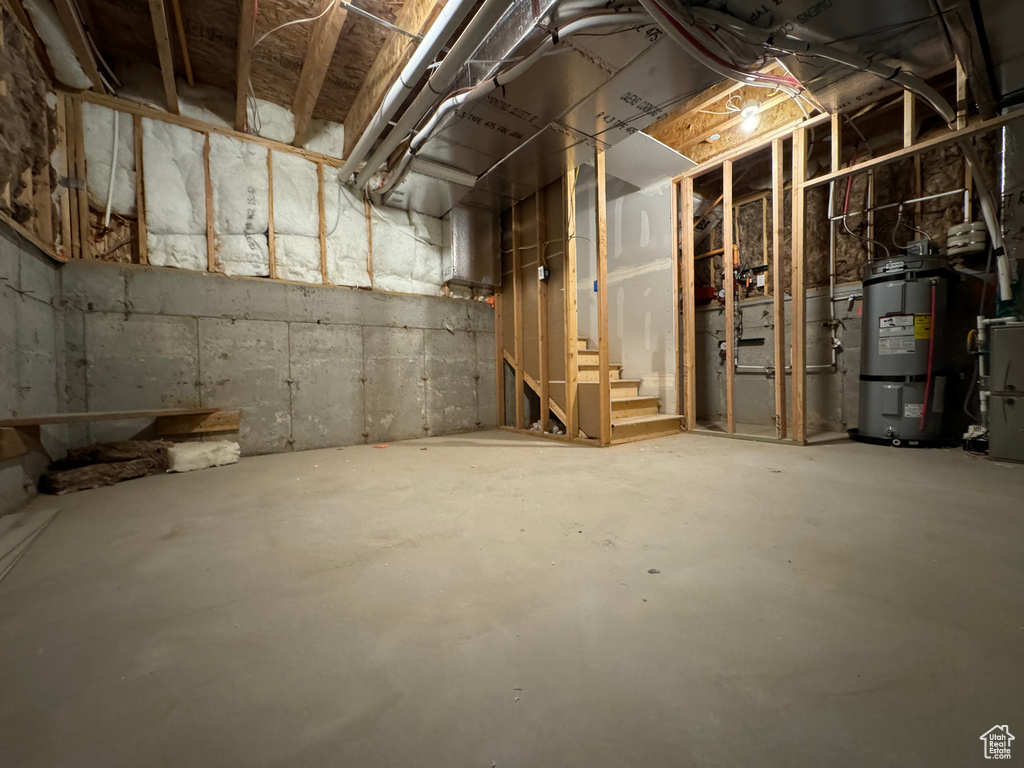 Basement with secured water heater