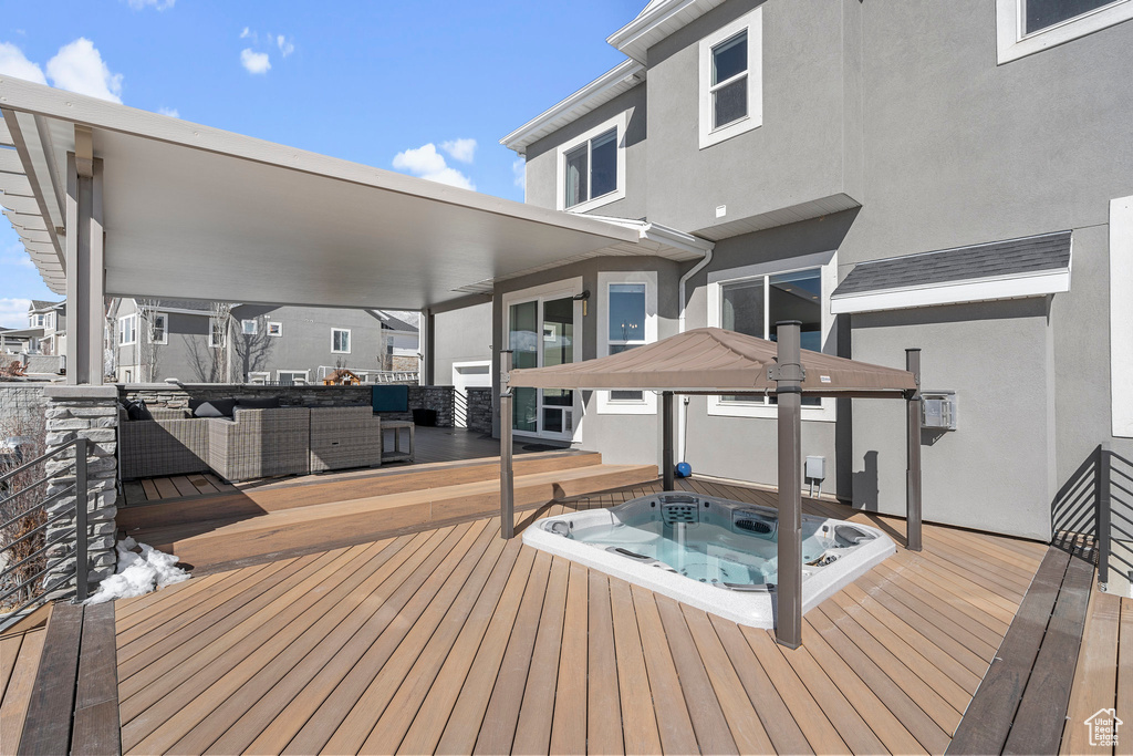 Wooden deck with outdoor lounge area