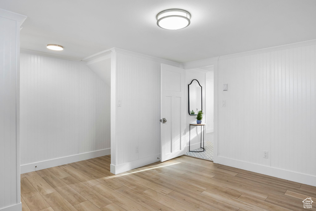 Entryway with light wood-type flooring