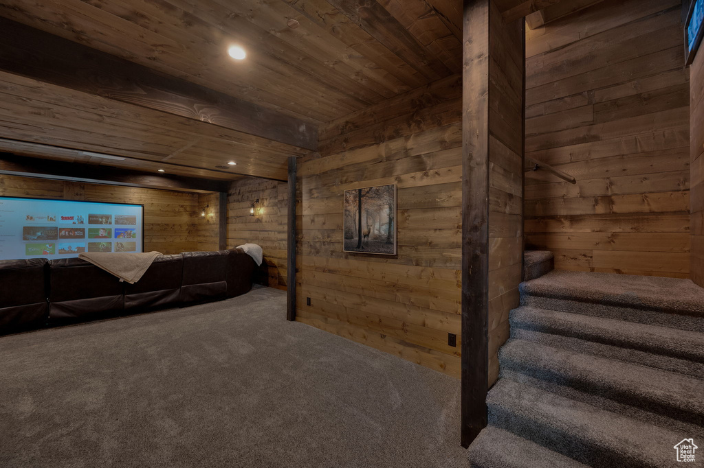 Interior space with wooden walls and wooden ceiling