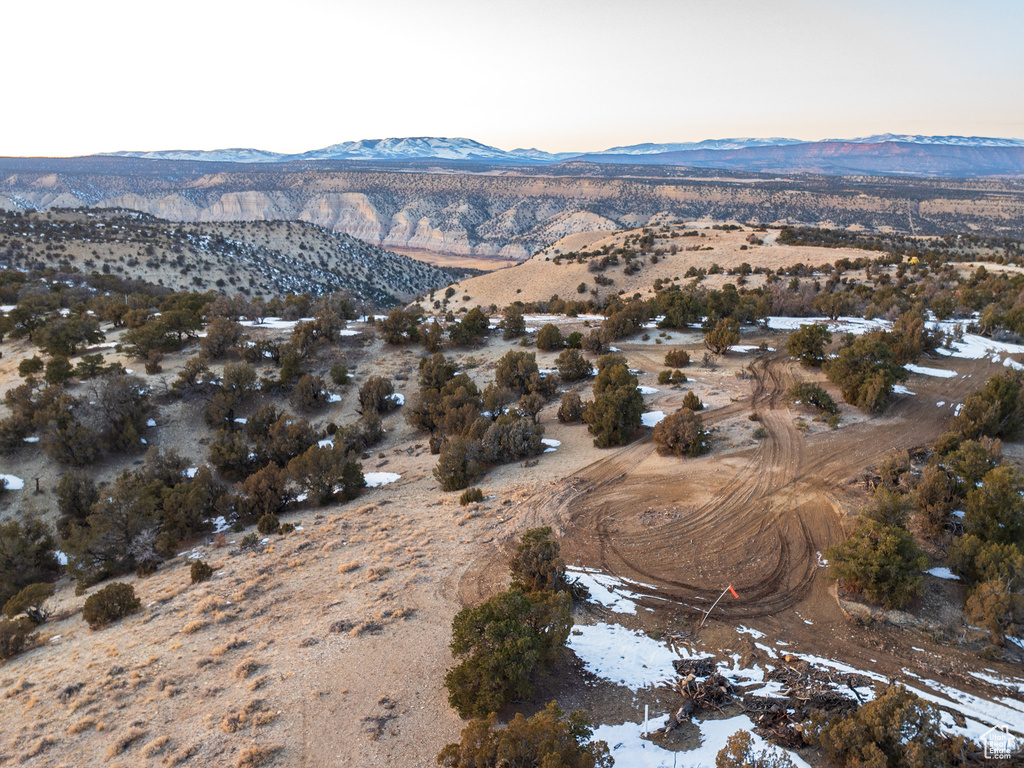 Birds eye view of property featuring a mountain view