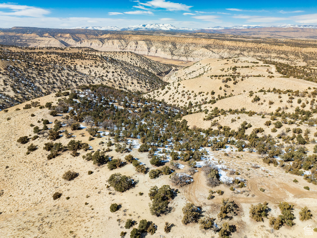 Aerial view featuring a mountain view