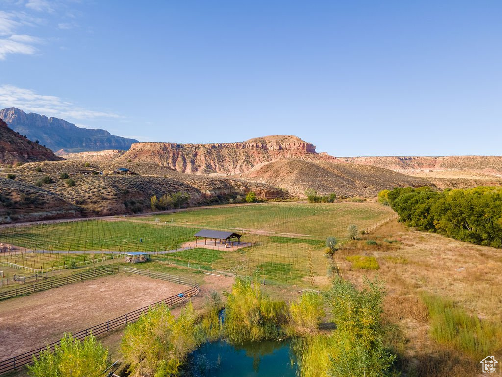 View of mountain feature with a rural view