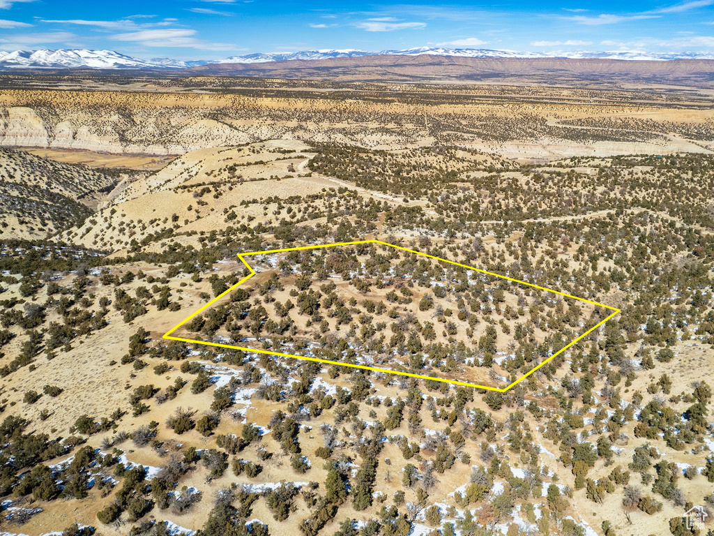 Aerial view featuring a mountain view