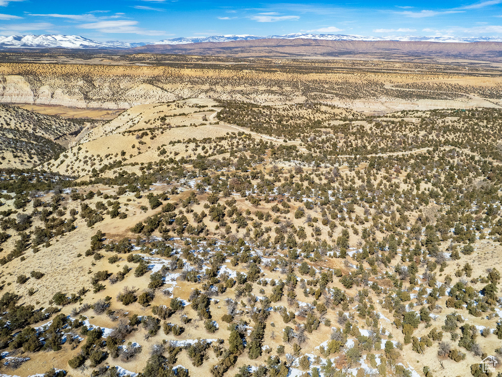 Aerial view featuring a mountain view