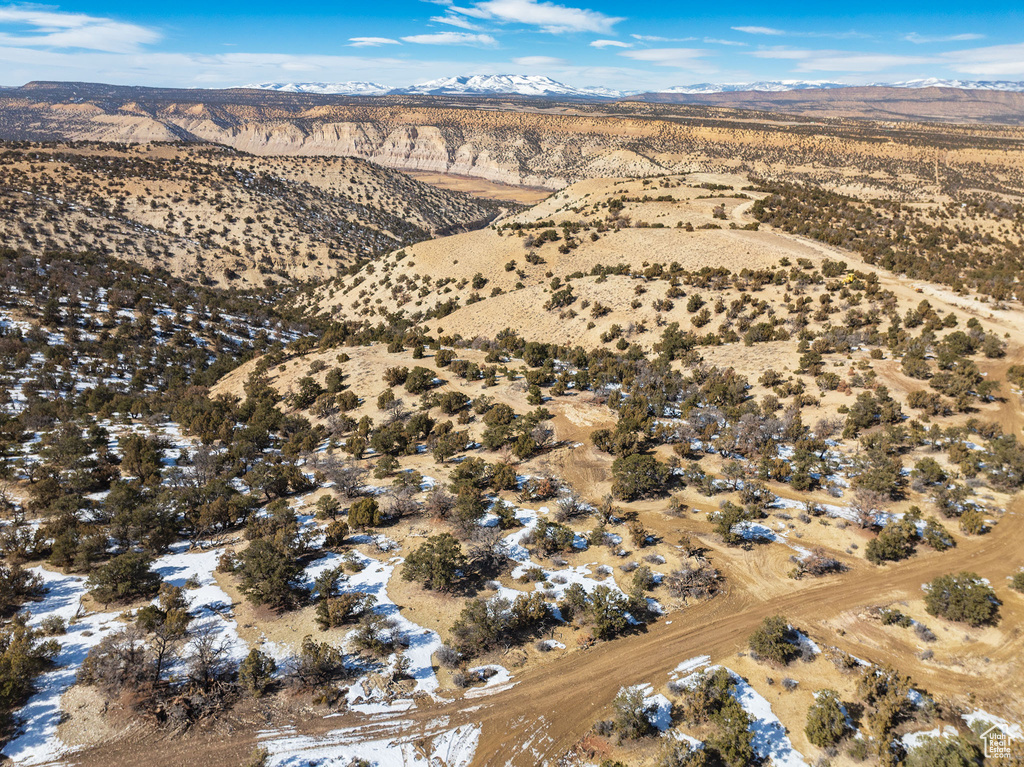 Birds eye view of property featuring a mountain view