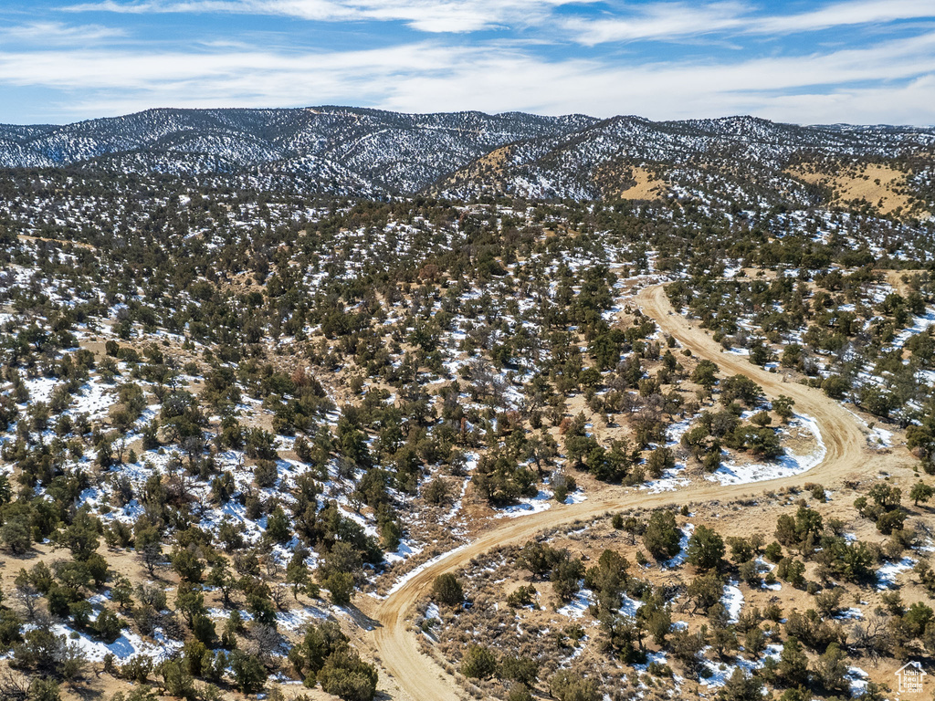 Aerial view with a mountain view