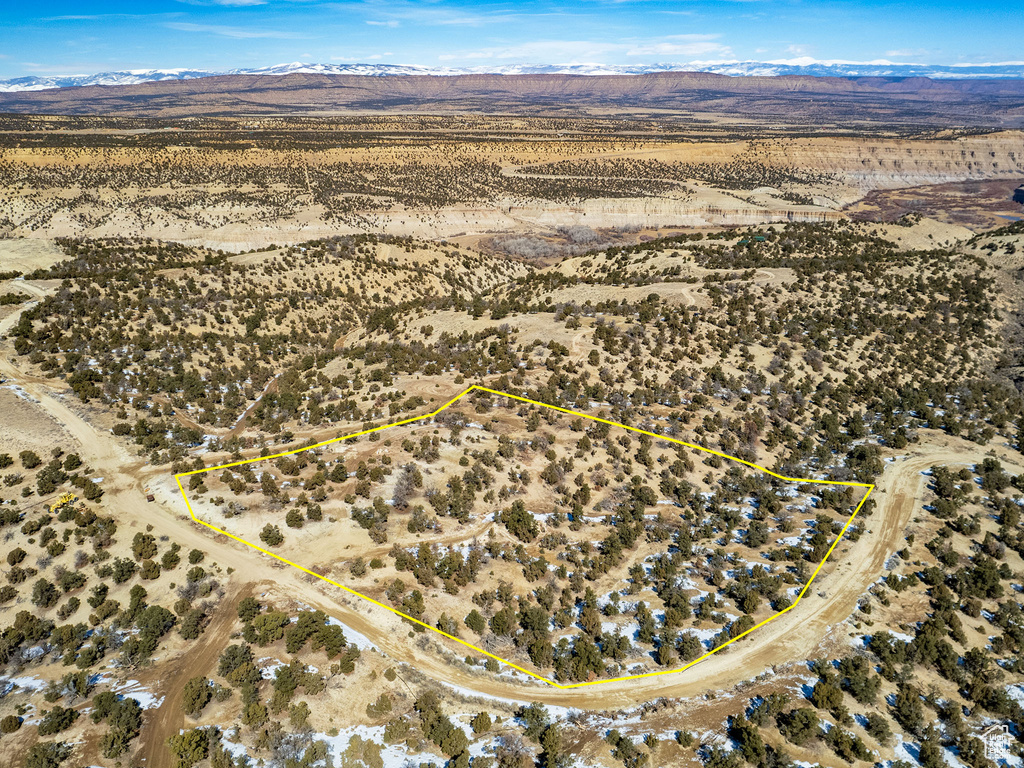 Aerial view featuring a mountain view