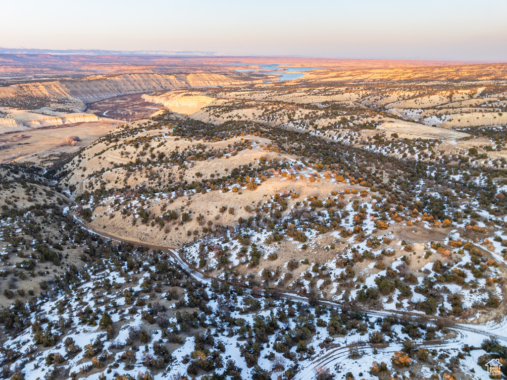 View of aerial view at dusk