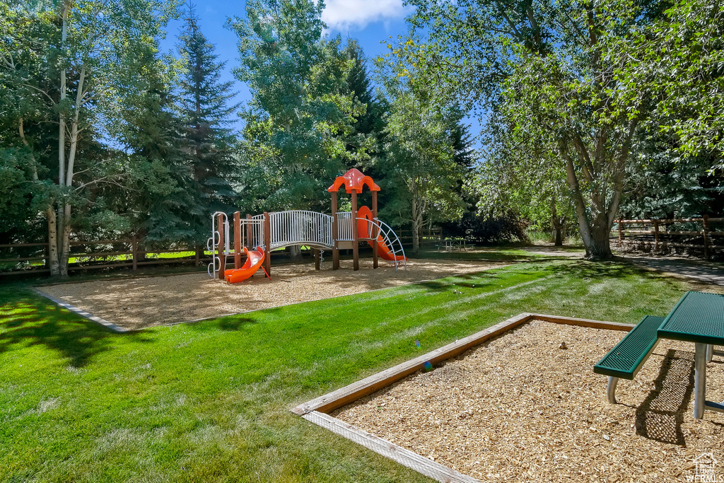 View of yard with a playground