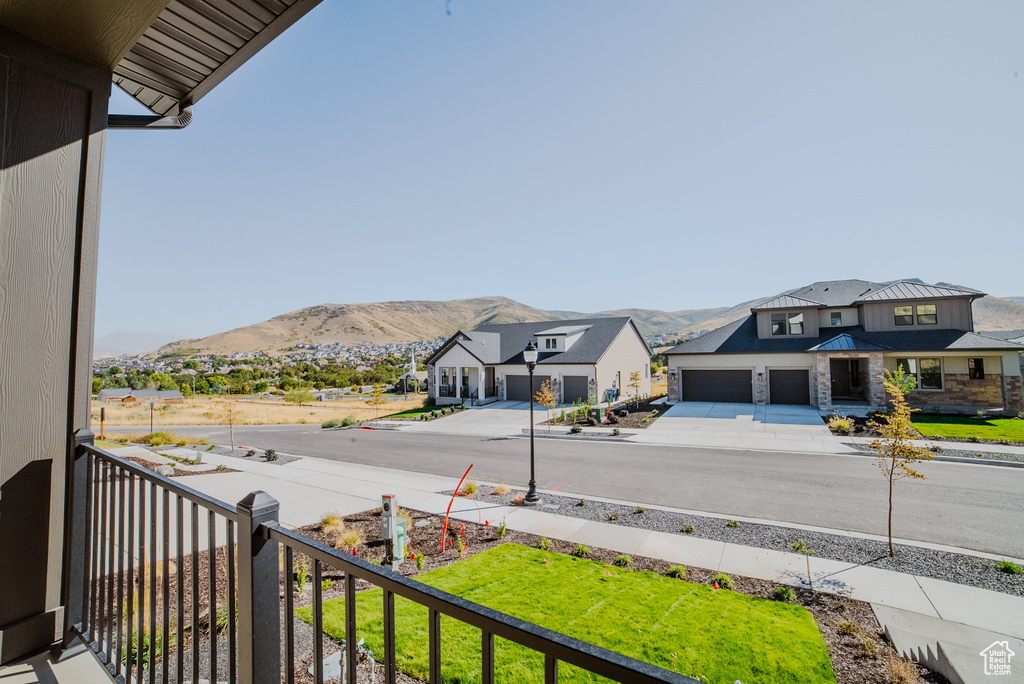 Balcony with a mountain view