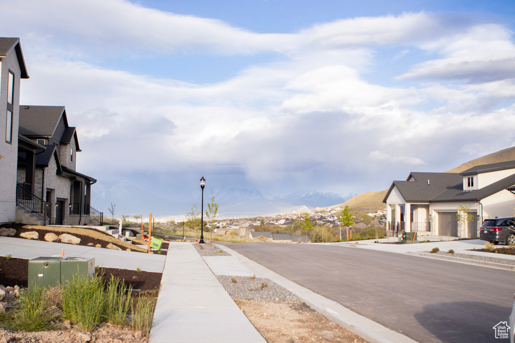 View of street with a mountain view