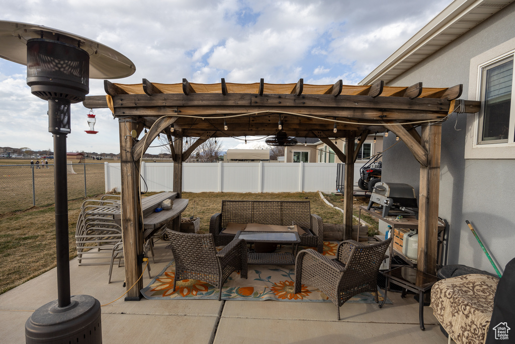 View of patio / terrace with a pergola
