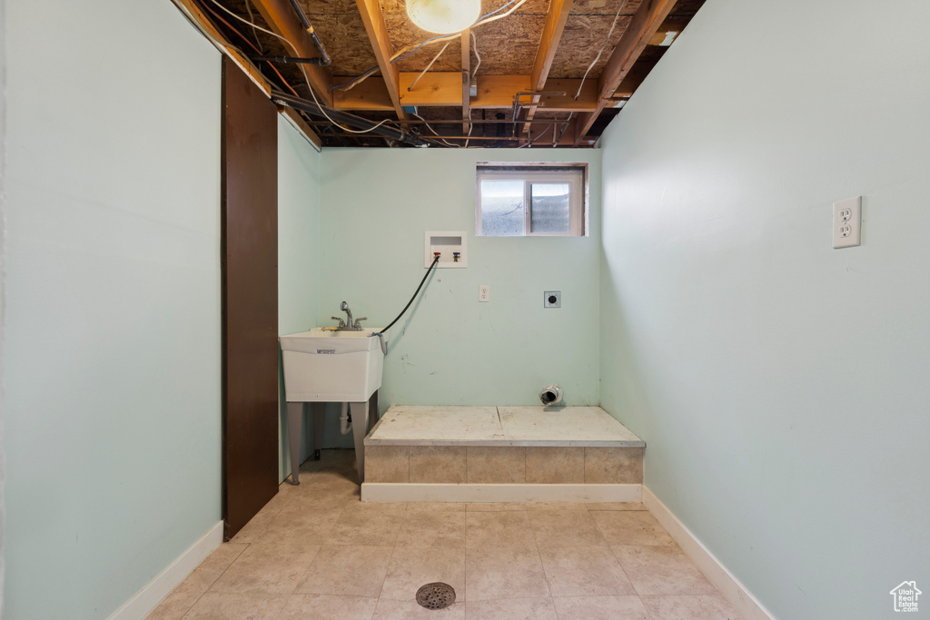 Interior space with sink and tile floors