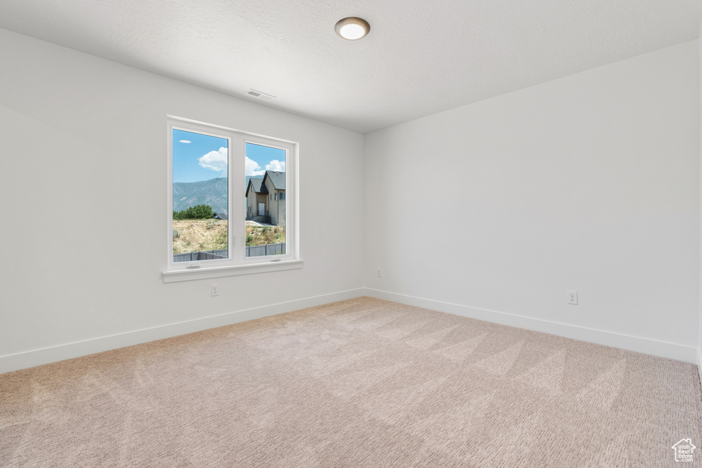 Spare room featuring light carpet