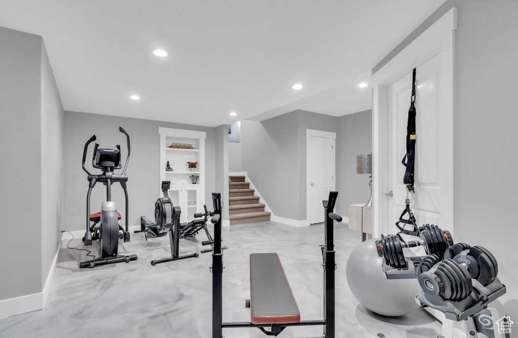 Workout area with built in features