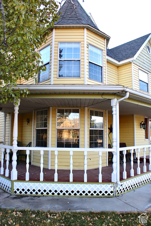 View of front of property featuring covered porch