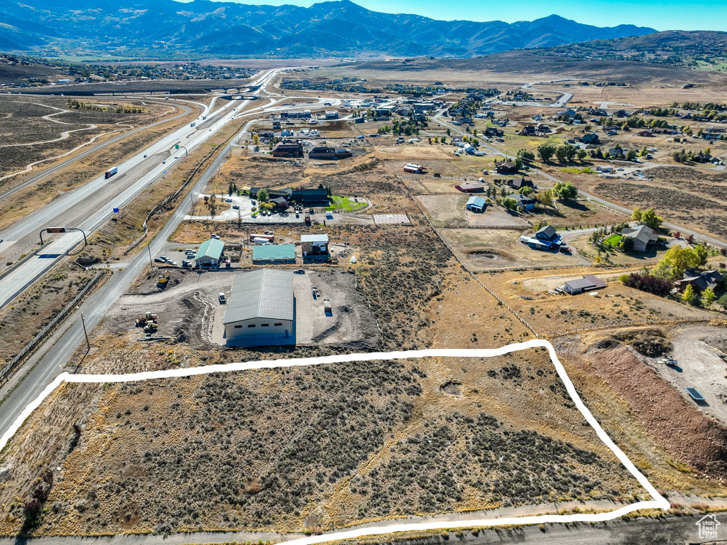 Drone / aerial view with a mountain view