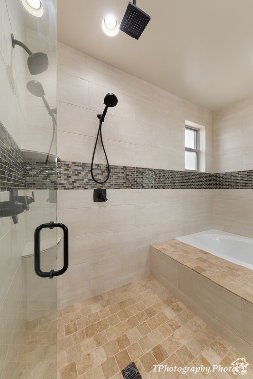 Bathroom with independent shower and bath