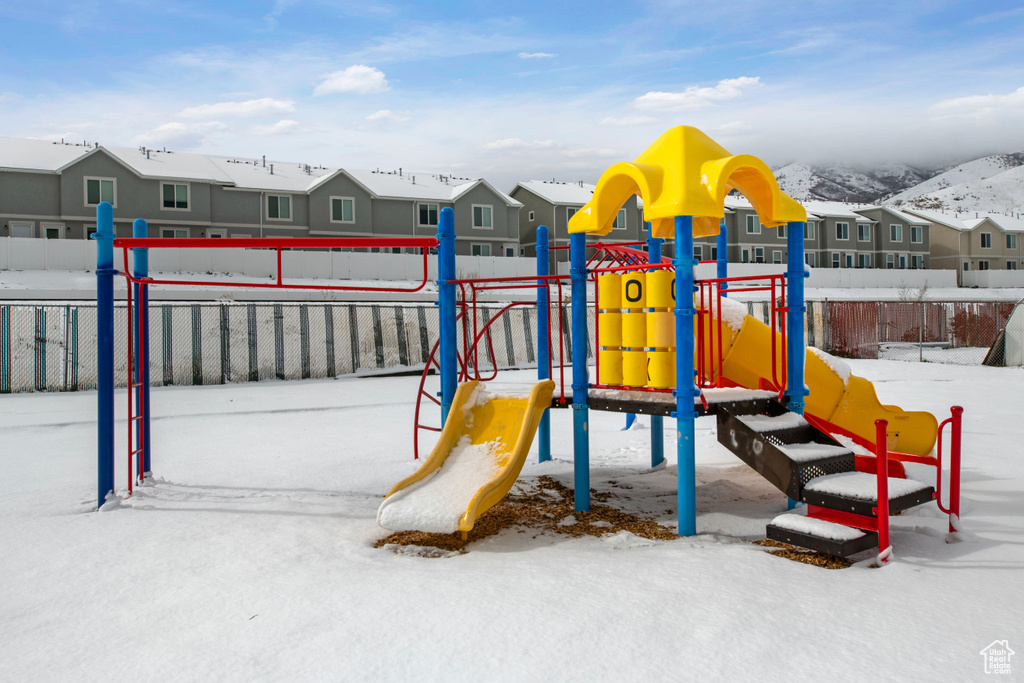 View of snow covered playground