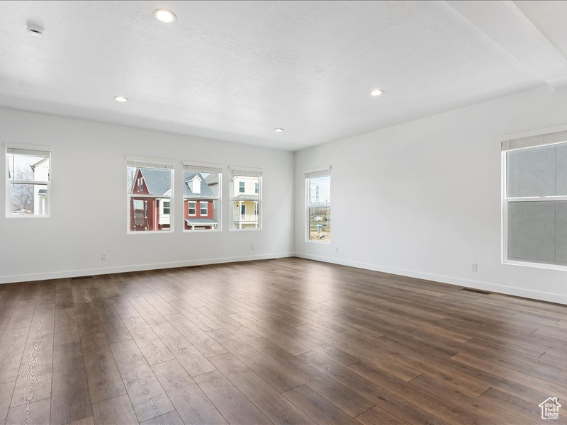 Unfurnished room featuring dark hardwood / wood-style flooring and a wealth of natural light