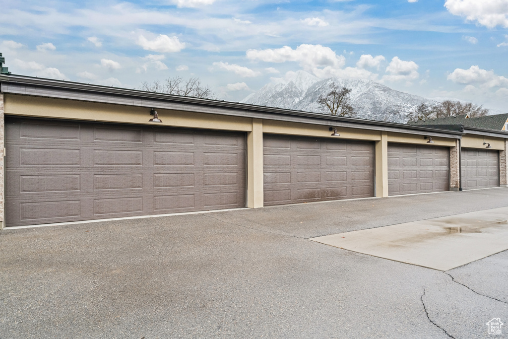 Garage with a mountain view