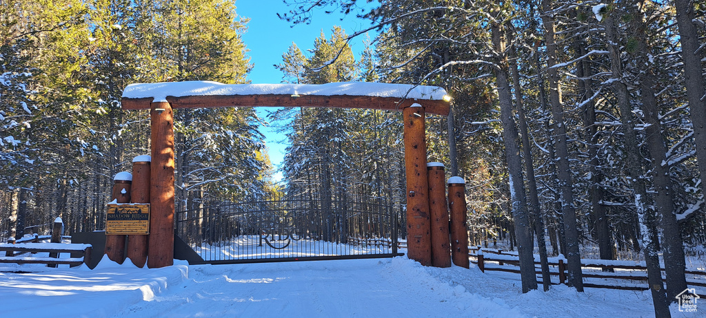 View of snow covered gate