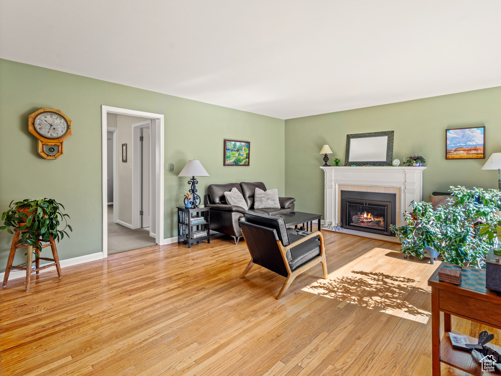 Living room featuring light hardwood / wood-style floors