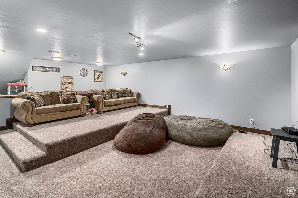 Living room featuring carpet flooring