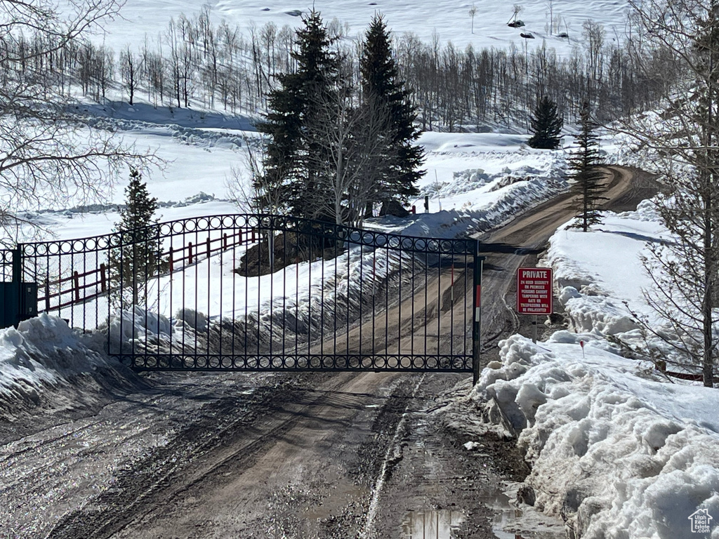 View of snow covered gate